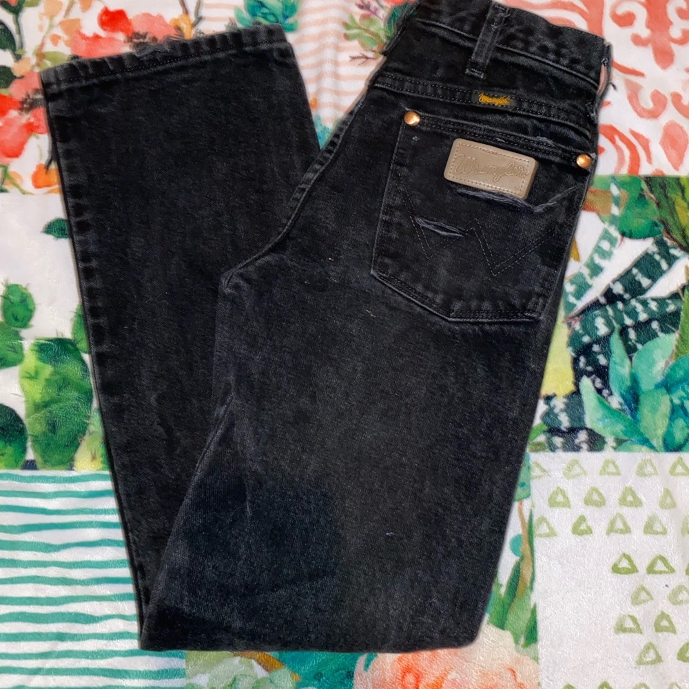 Custom Distressed vintage black wranglers